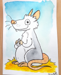 Daniela Schreiter Aquarell "Ratte" ca 16,5 x 22,5 cm 