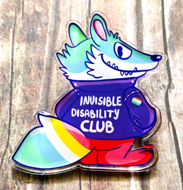 Acrylic Pin "Invisible Disability Raccoon" – von Daniela Schreiter 