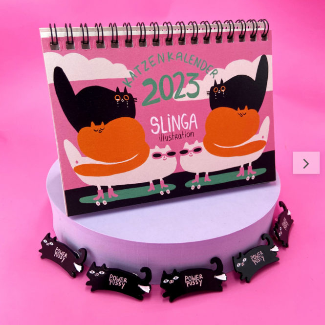 Slingas Katzenkalender 2023 - DIN A6 Monatskalender 