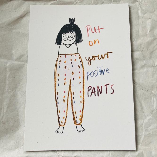 Postkarte "Positive Pants" von Slinga 