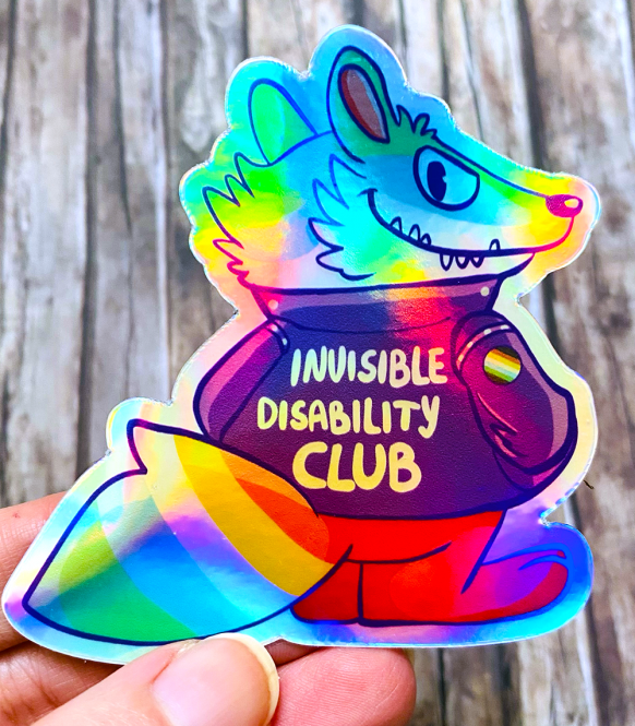Holo-Sticker "Invisible Disability Raccoon" von Fuchskind 